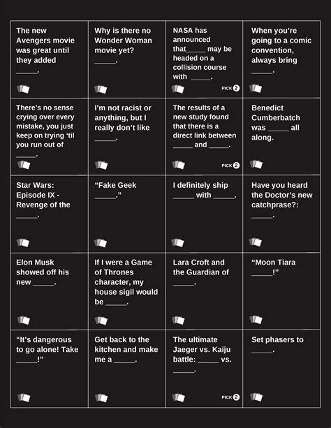 Printable Cards Against Humanity Cards